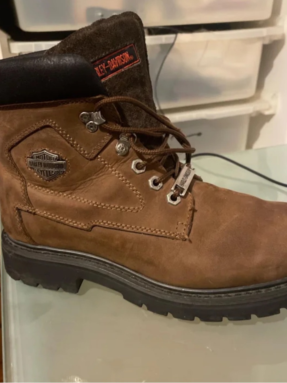 kids Harley-Davidson Brown and Black Lace-Up Work Boot